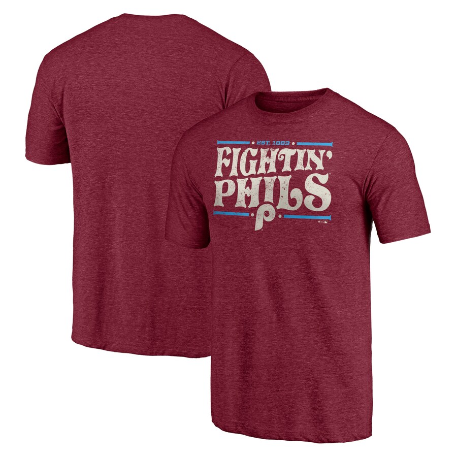 Men's Philadelphia Phillies Burgundy Hometown Collection Fightin' Phils Tri-Blend T-Shirt - ujerseystore