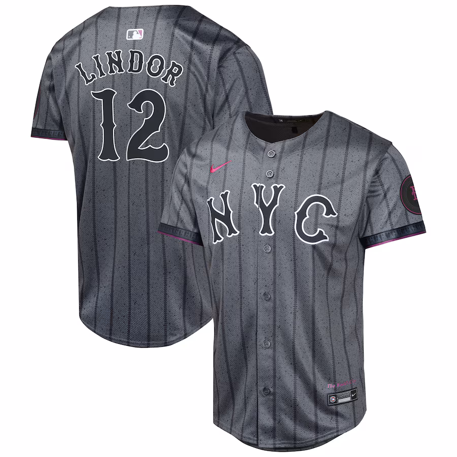 Youth New York Mets Francisco Lindor Nike Graphite 2024 City Connect Limited Player Jersey - ujerseystore