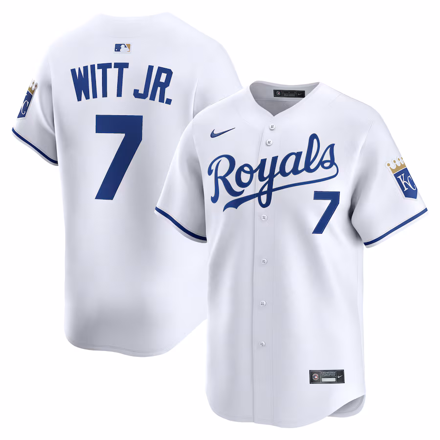 Men's Kansas City Royals Bobby Witt Jr. Nike White Alternate Limited Player Jersey - ujerseystore