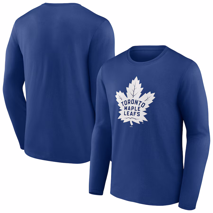 Men's Toronto Maple Leafs Blue Primary Logo Long Sleeve T-Shirt - ujerseystore