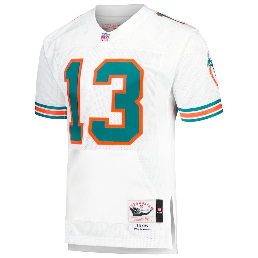 Men's Miami Dolphins 1995 Dan Marino Mitchell & Ness White Authentic Throwback Retired Player Jersey - ujerseystore