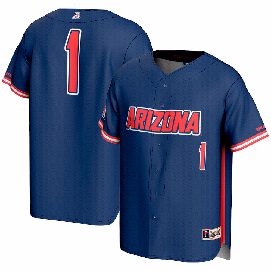 Men's GameDay Greats #1 Navy Arizona Wildcats Lightweight Baseball Fashion Jersey - ujerseystore