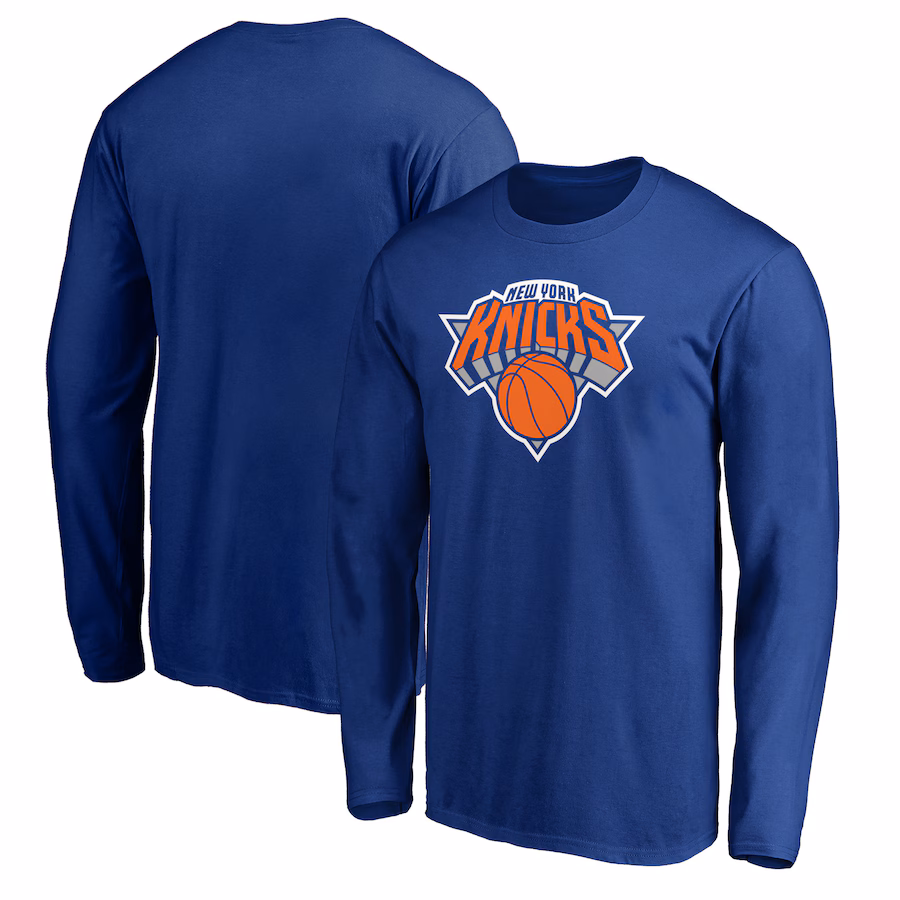 Men's New York Knicks Blue Primary Team Logo Long Sleeve T-Shirt - ujerseystore