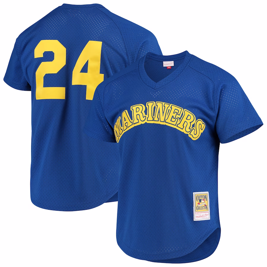 Men's Seattle Mariners Ken Griffey Jr. Mitchell & Ness Royal Cooperstown Mesh Batting Practice Jersey - ujerseystore