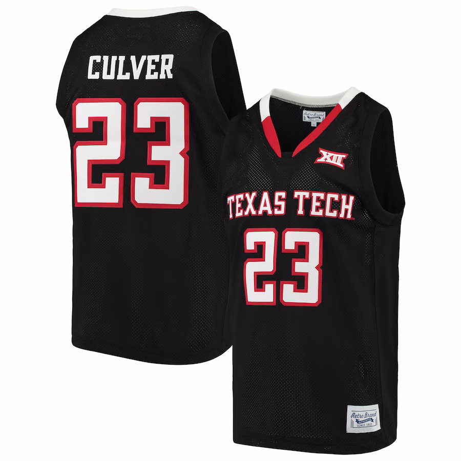 Jarrett Culver Texas Tech Red Raiders Original Retro Brand Alumni Basketball Jersey - Black - ujerseystore