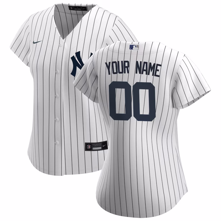 Women's New York Yankees Nike White Home Replica Custom Jersey - ujerseystore