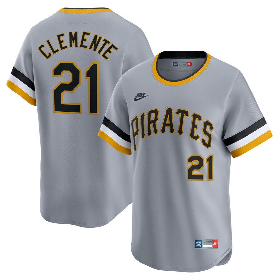 Men's Pittsburgh Pirates Roberto Clemente Nike Gray Throwback Cooperstown Collection Limited Jersey - ujerseystore
