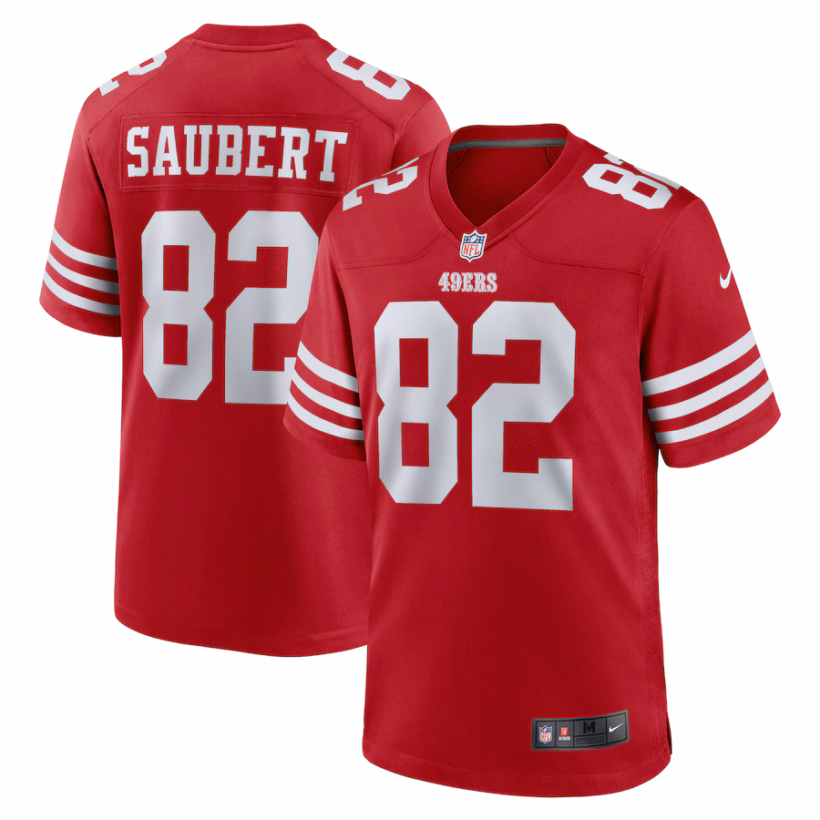 Men's San Francisco 49ers Eric Saubert Nike  Scarlet Team Game Jersey - ujerseystore