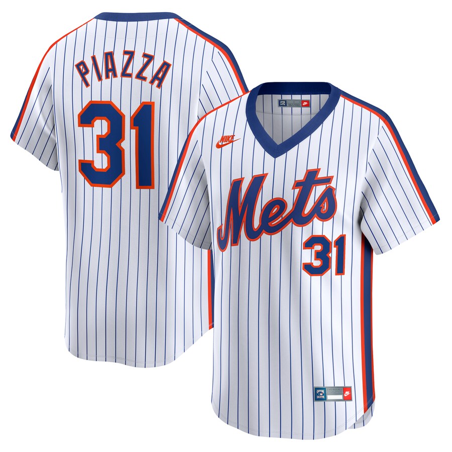 Men's New York Mets Mike Piazza Nike White Throwback Cooperstown Limited Jersey - ujerseystore