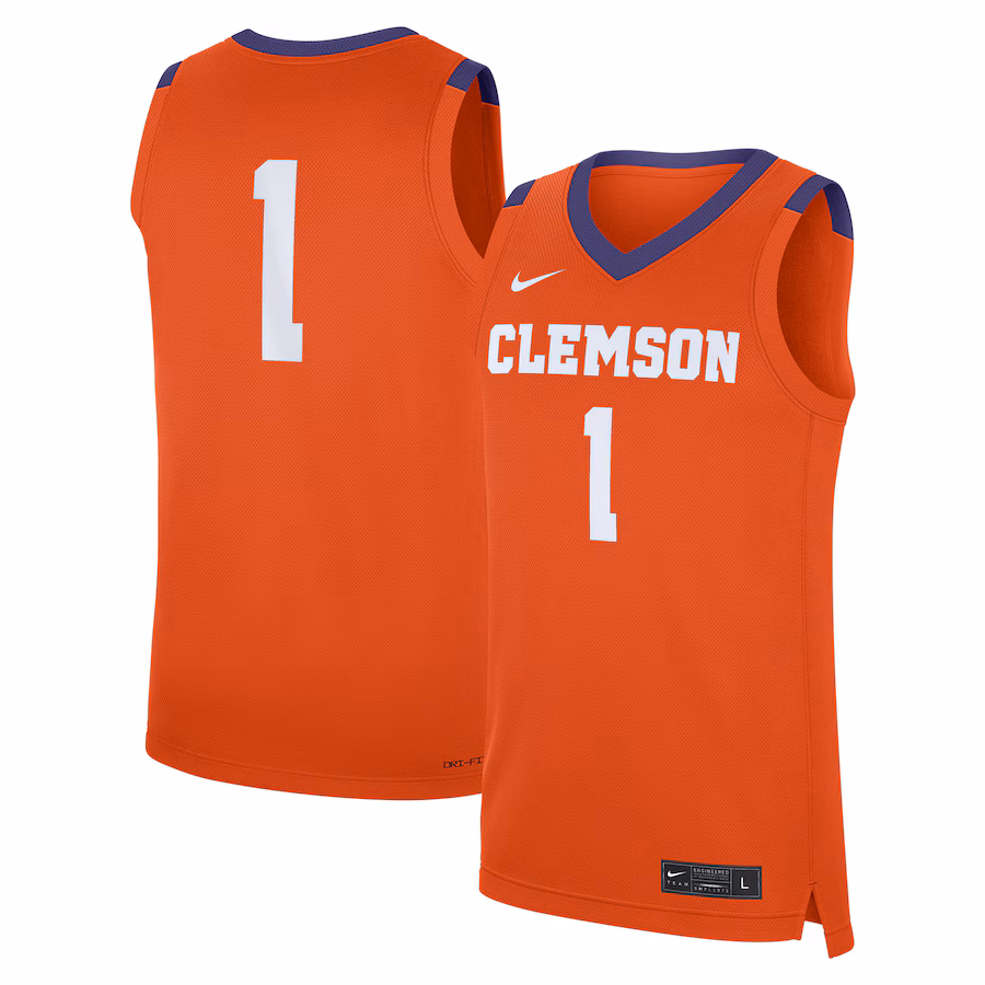 Men's Nike #1 Orange Clemson Tigers Road Replica Jersey - ujerseystore