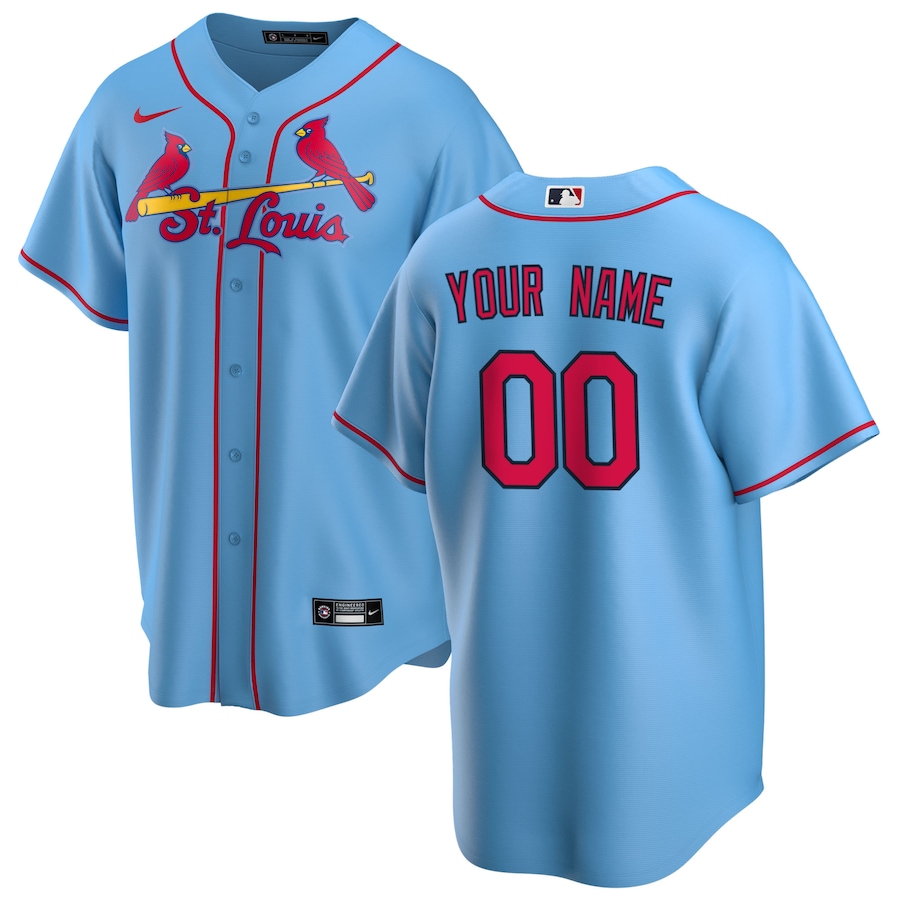 Men's St. Louis Cardinals Nike Light Blue Alternate Replica Custom Jersey - ujerseystore