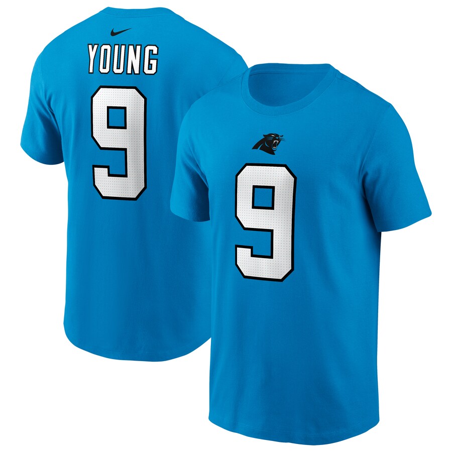 Men's Carolina Panthers Bryce Young Nike Blue  Player Name & Number T-Shirt - ujerseystore