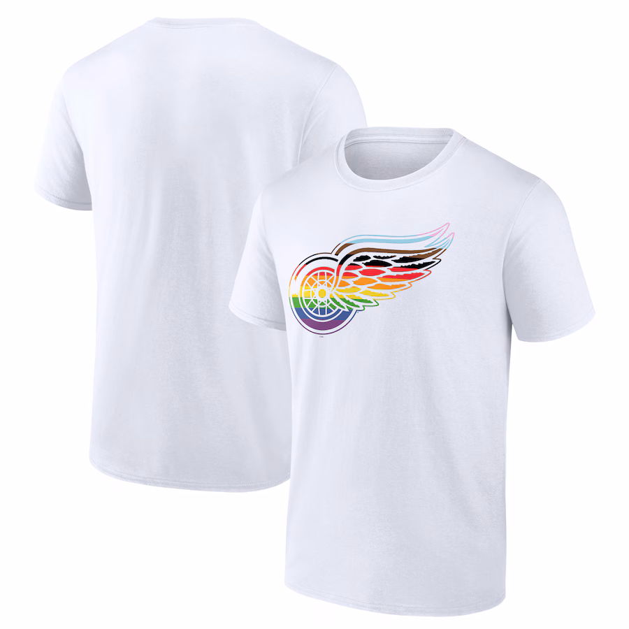 Men's Detroit Red Wings White Team Pride Logo T-Shirt - ujerseystore