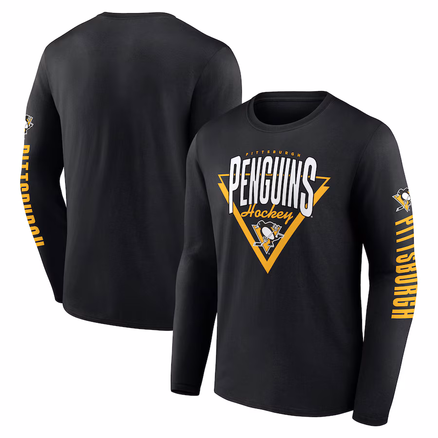 Men's Pittsburgh Penguins Fanatics Black Headline Long Sleeve T-Shirt - ujerseystore