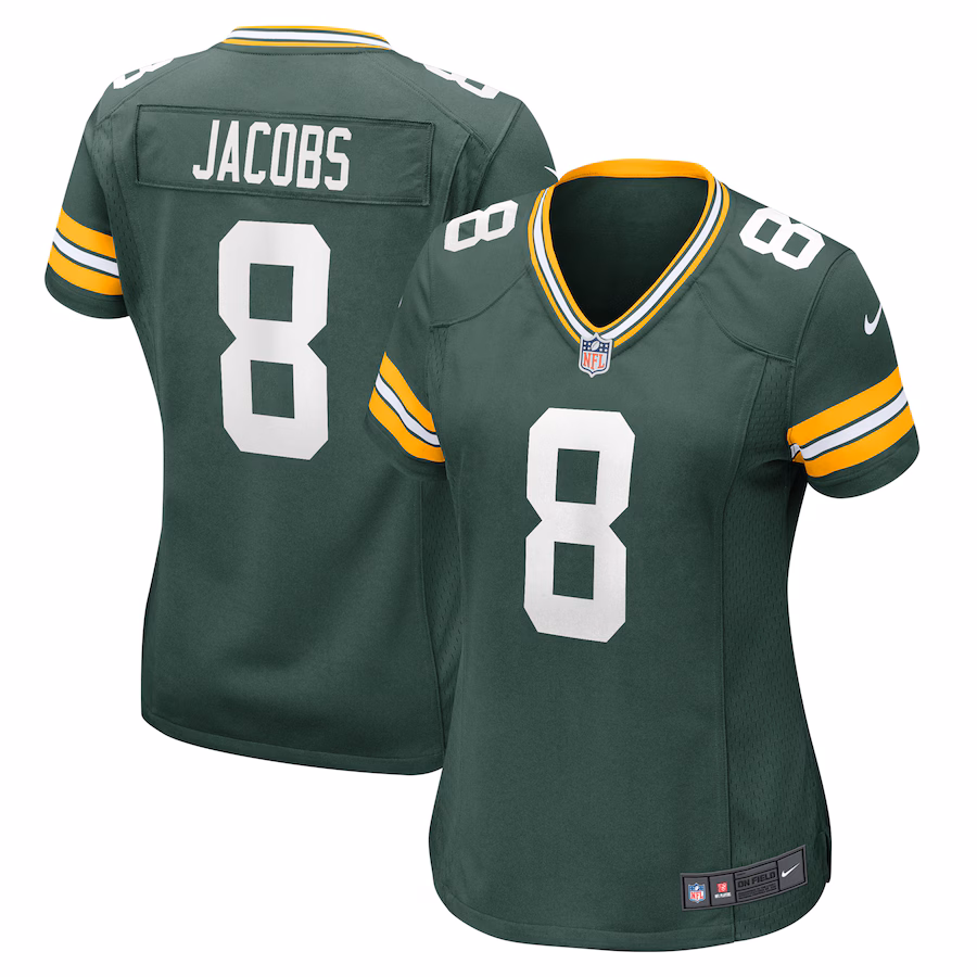 Women's Green Bay Packers Josh Jacobs Nike  Green Team Game Jersey - ujerseystore