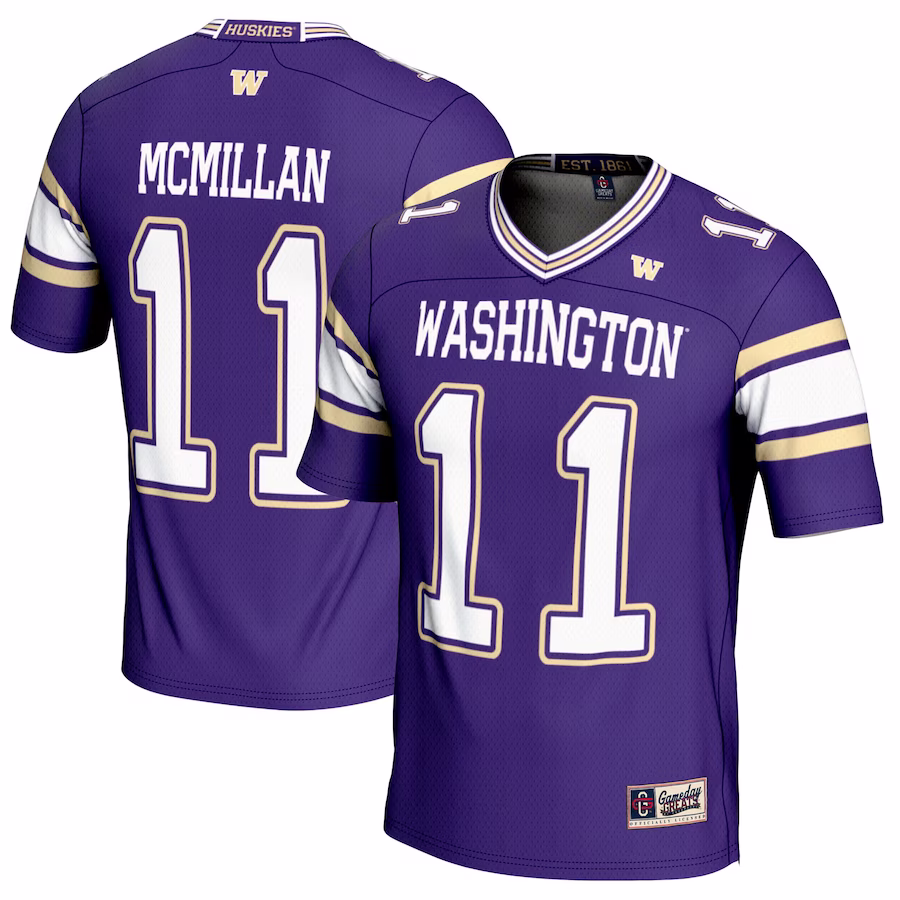 Jalen McMillan Washington Huskies GameDay Greats NIL Player Football Jersey - Purple - ujerseystore