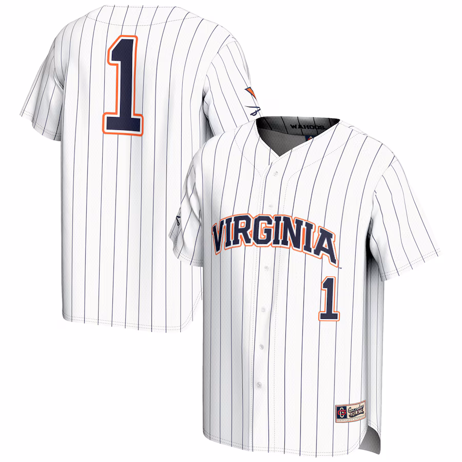 Men's GameDay Greats #1 White Virginia Cavaliers Lightweight Baseball Jersey - ujerseystore