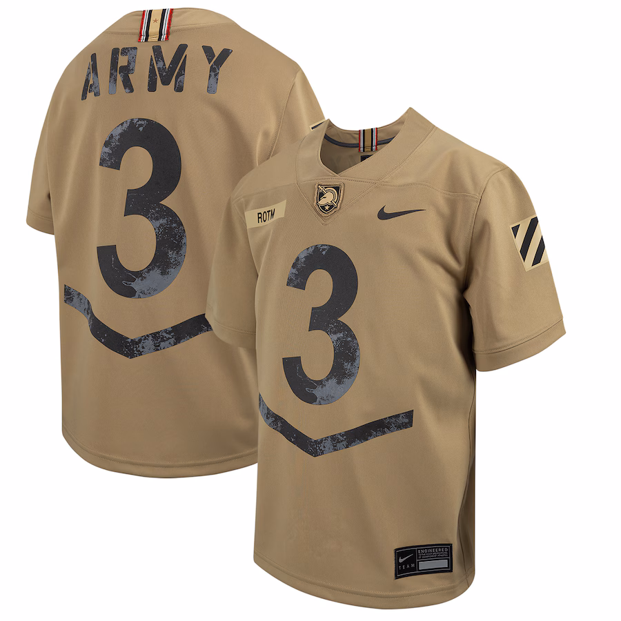 Youth Nike #3 Tan Army Black Knights 2023 Rivalry Collection Game Jersey - ujerseystore