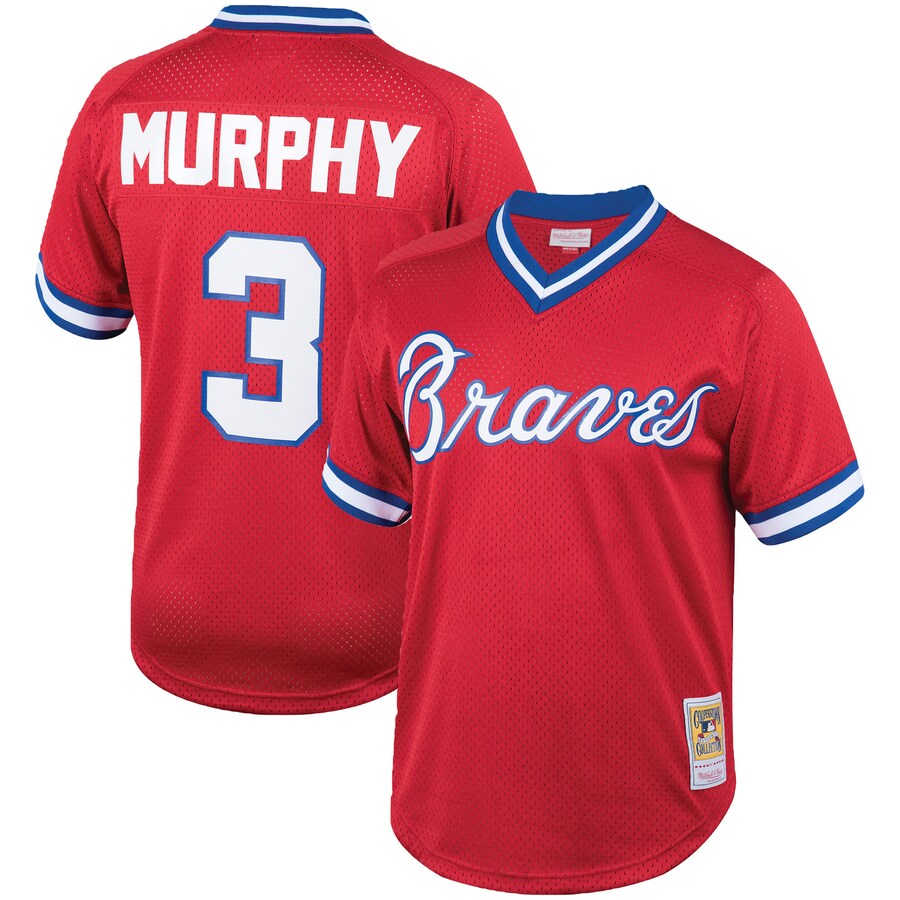 Men's Atlanta Braves Dale Murphy Mitchell & Ness Red Cooperstown Collection Big & Tall Mesh Batting Practice Jersey - ujerseystore