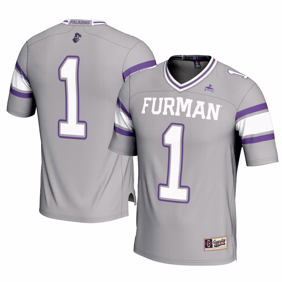 Men's GameDay Greats Gray  Furman Paladins #1 Football Jersey - ujerseystore