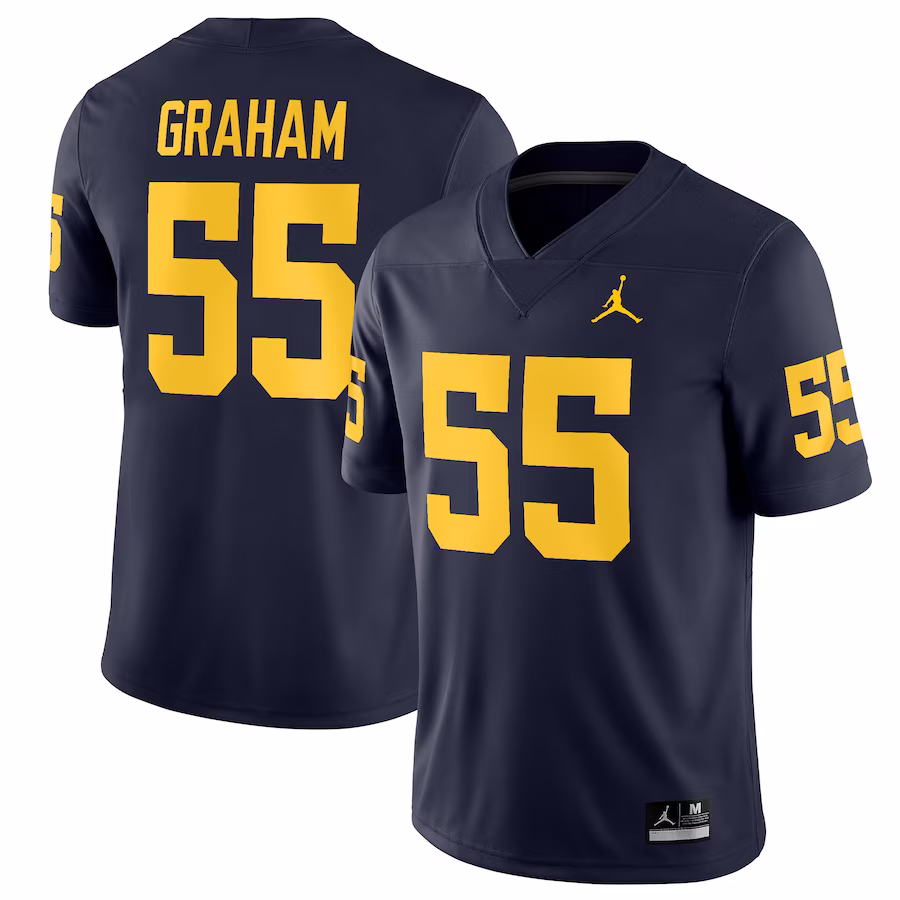 Brandon Graham Michigan Wolverines Jordan Brand Game Jersey - Navy - ujerseystore