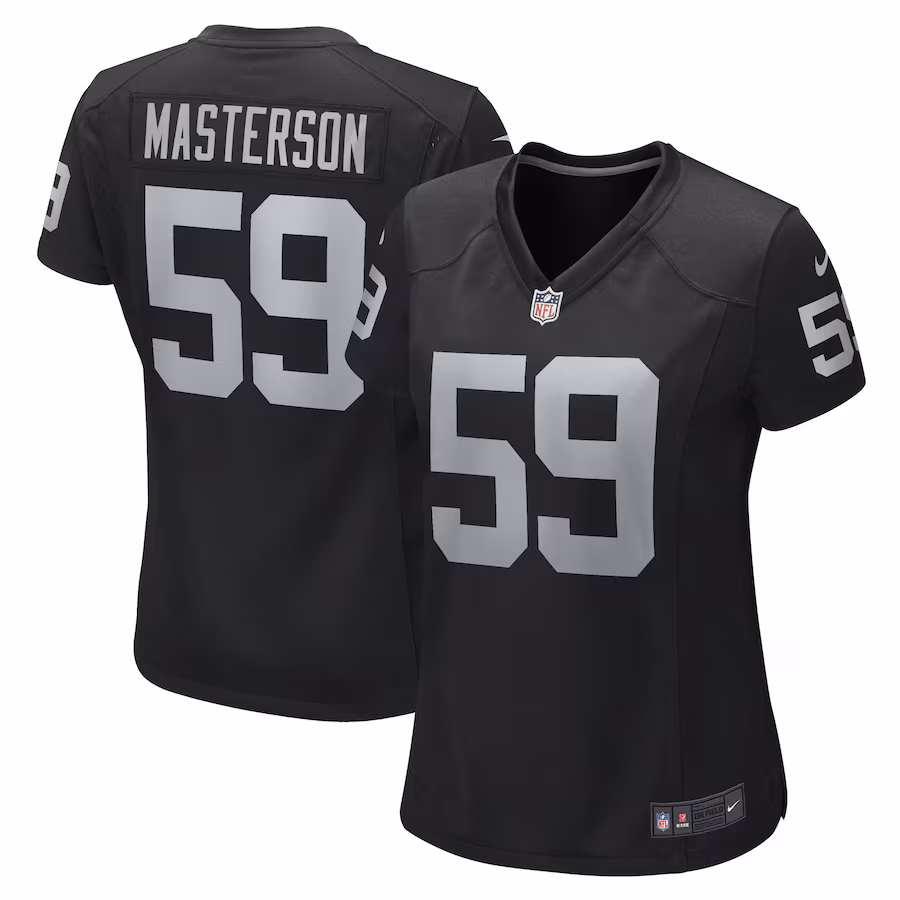 Women's Las Vegas Raiders Luke Masterson Nike Black Game Player Jersey - ujerseystore