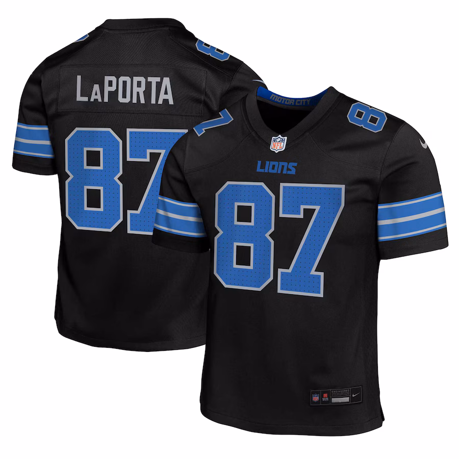 Youth Detroit Lions Sam LaPorta Nike Black Alternate Player Game Jersey - ujerseystore