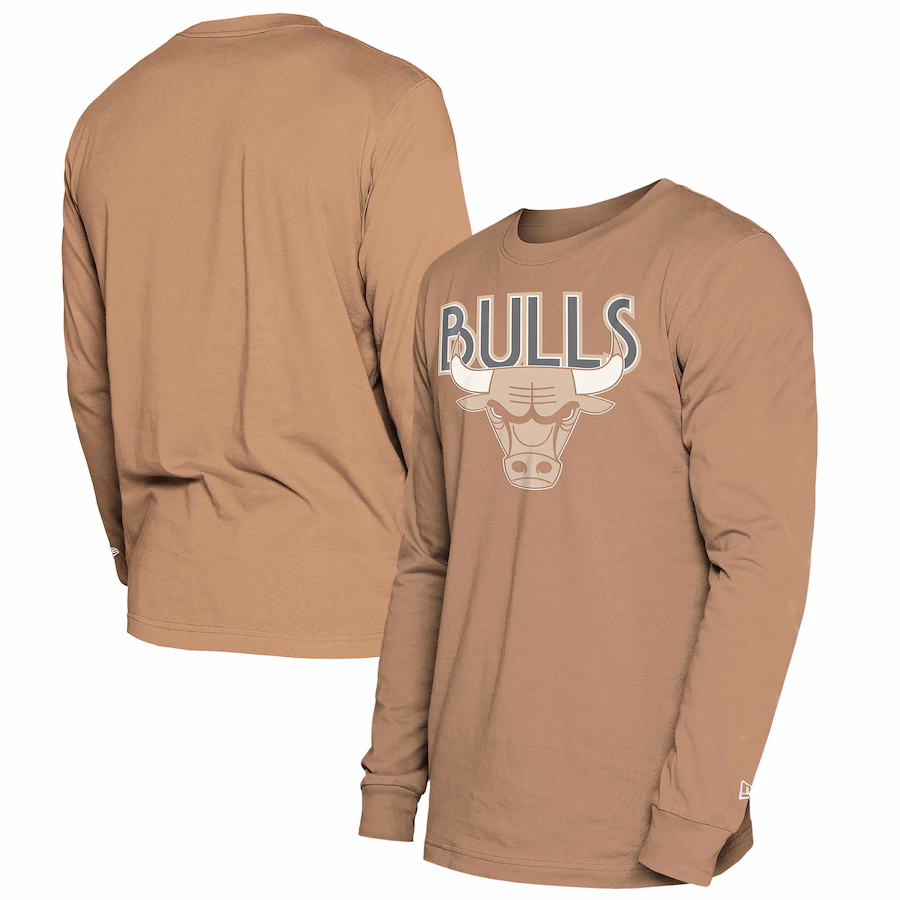 Men's Chicago Bulls  New Era Tan 2024/25 City Edition Long Sleeve T-Shirt - ujerseystore