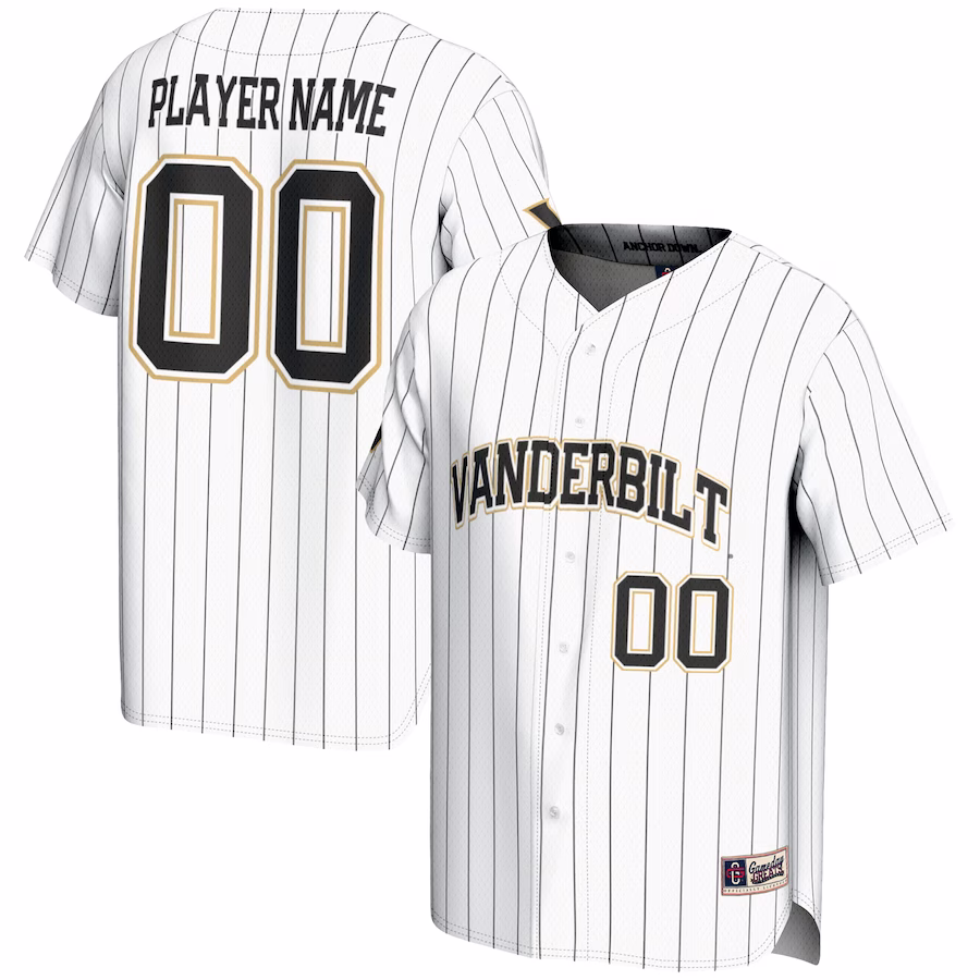 Vanderbilt Commodores GameDay Greats NIL Pick-A-Player Lightweight Baseball Jersey - White - ujerseystore
