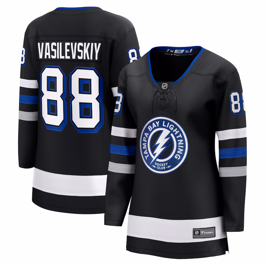 Women's Tampa Bay Lightning Andrei Vasilevskiy Fanatics Black Alternate Premier Breakaway Player Jersey - ujerseystore