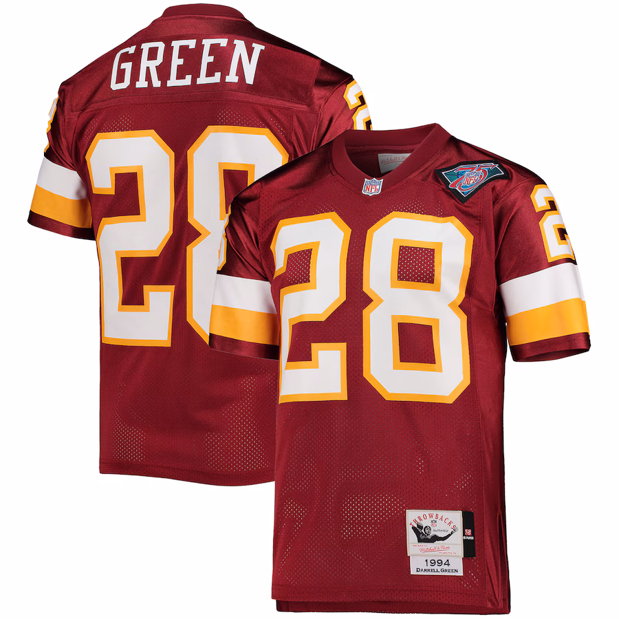 Men's Washington Football Team 1994 Darrell Green Mitchell & Ness Burgundy Authentic Throwback Retired Player Jersey - ujerseystore