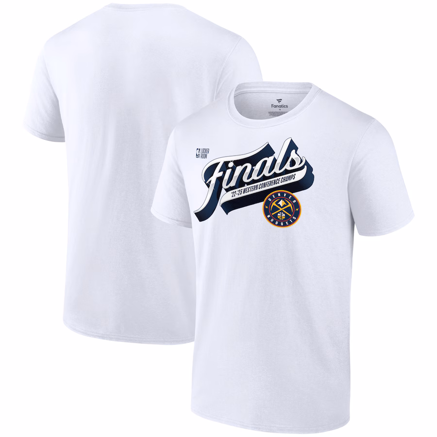 Men's Denver Nuggets  Fanatics White 2023 Western Conference Champions Locker Room Authentic T-Shirt - ujerseystore