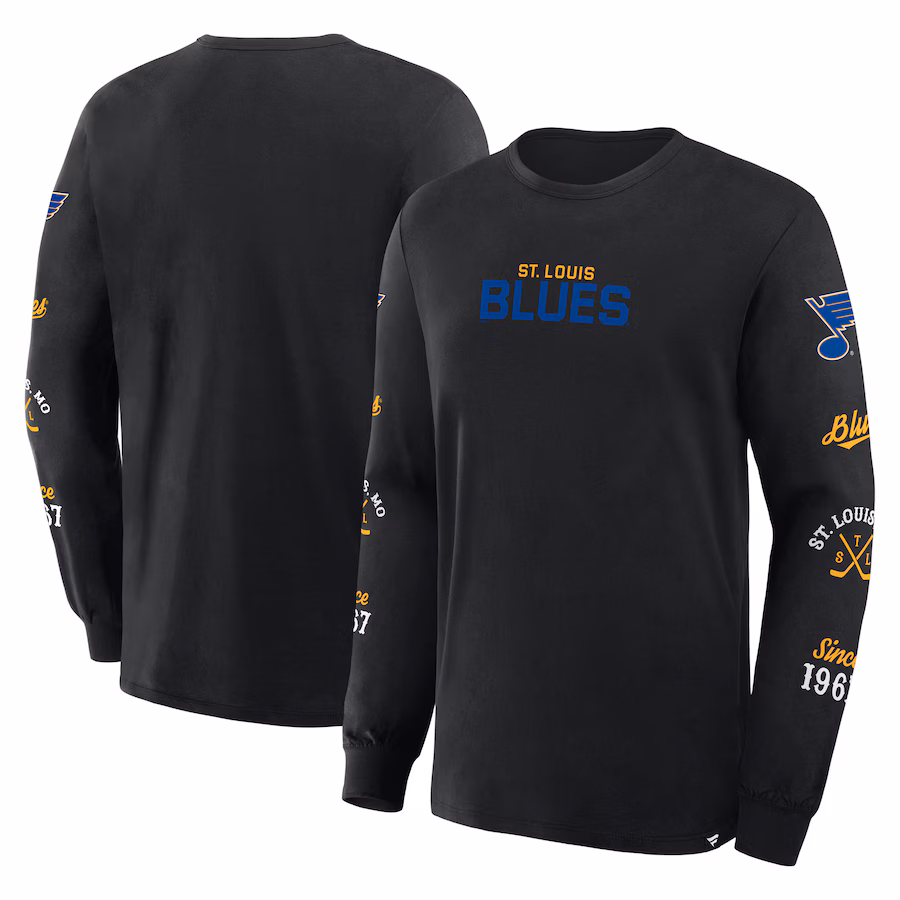 Men's St. Louis Blues Fanatics Black Boxed In Legacy Long Sleeve T-Shirt - ujerseystore