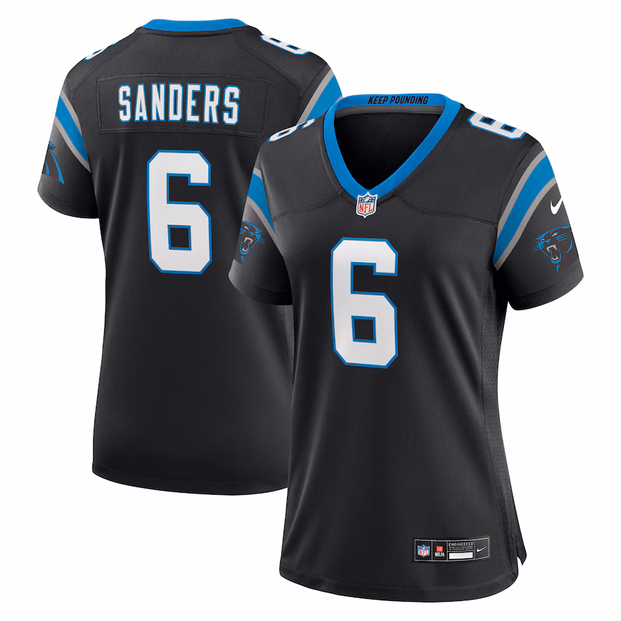 Women's Carolina Panthers Miles Sanders Nike Black Team Game Jersey - ujerseystore