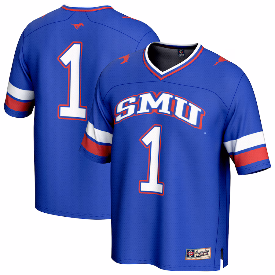 Youth GameDay Greats #1 Royal SMU Mustangs Collegiate Football Fashion Jersey - ujerseystore