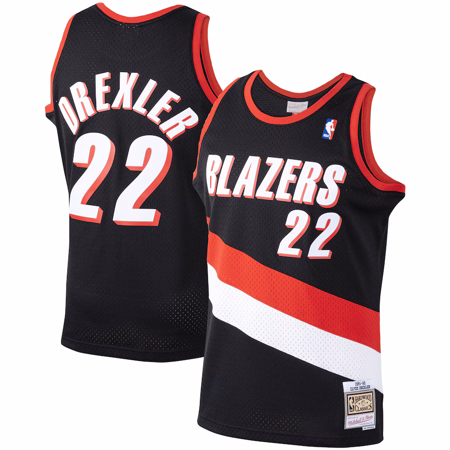 Men's Portland Trail Blazers Clyde Drexler Mitchell & Ness Black 1991/92 Hardwood Classics Swingman Jersey - ujerseystore