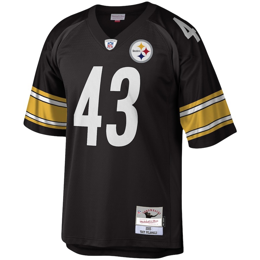 Men's Pittsburgh Steelers Troy Polamalu Mitchell & Ness Black Legacy Replica Jersey - ujerseystore
