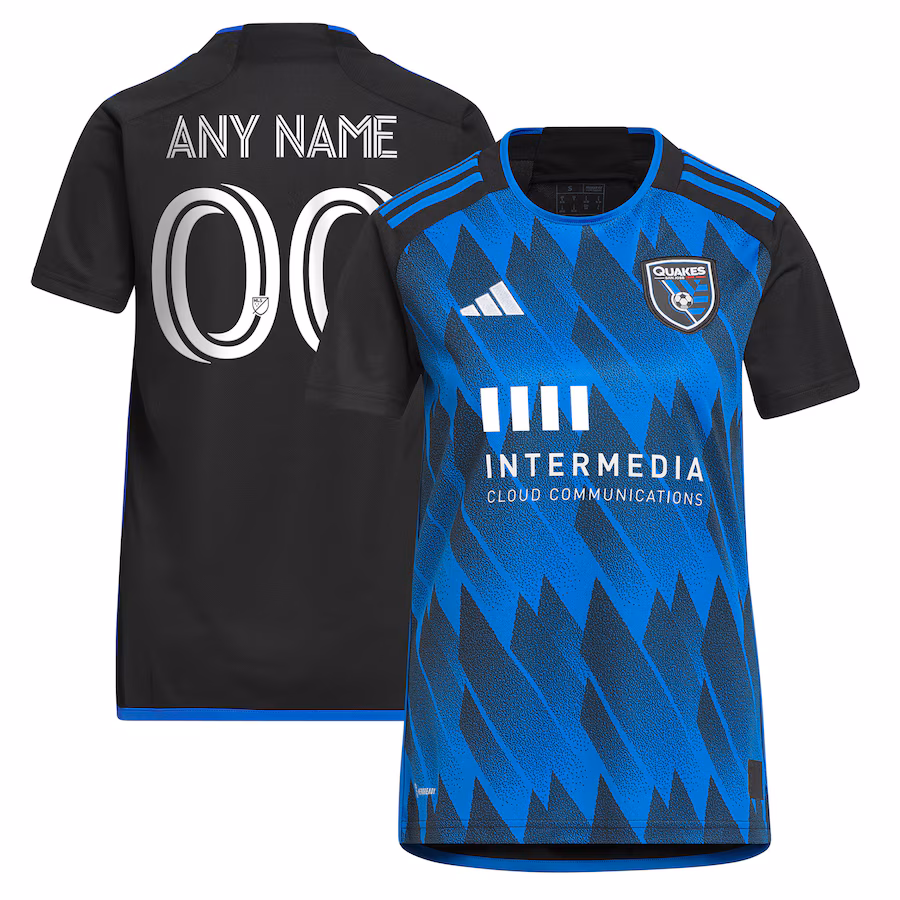 Women's San Jose Earthquakes adidas Blue 2023 Active Fault Jersey Replica Custom Jersey - ujerseystore