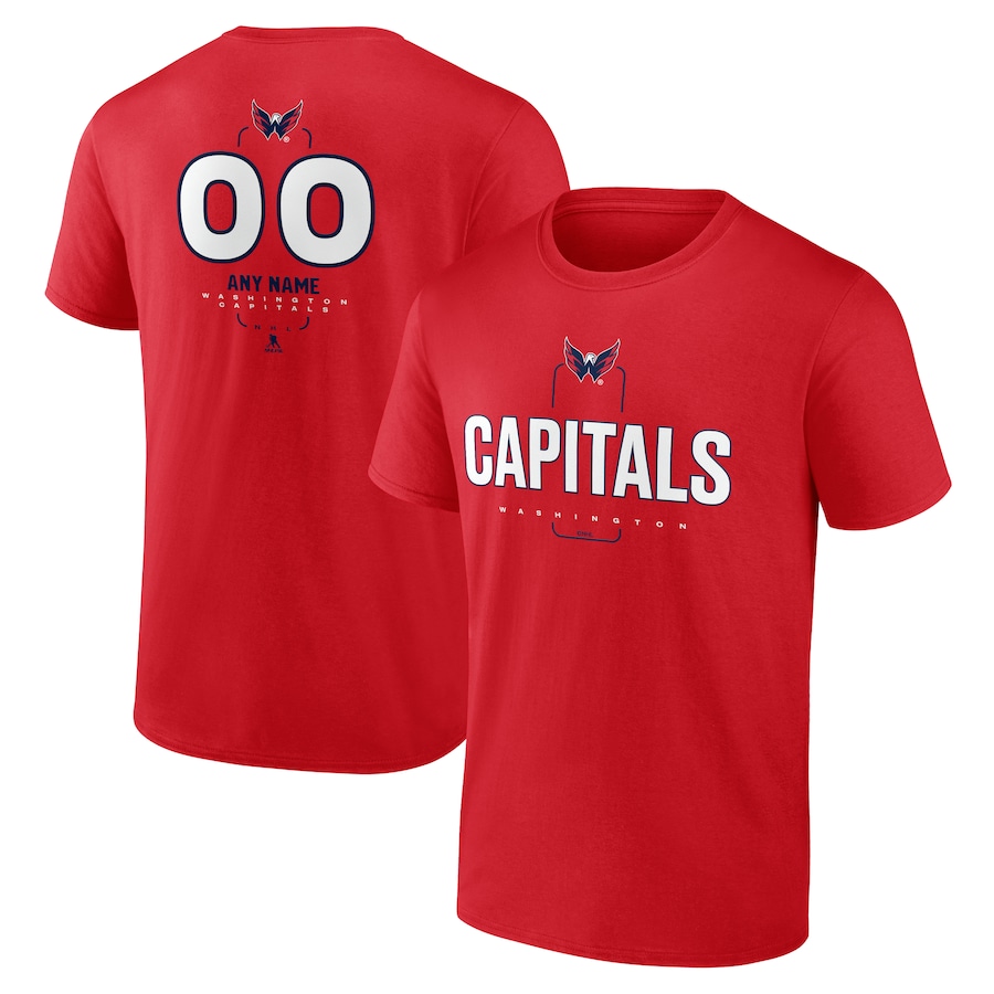 Men's Washington Capitals Red Personalized Name & Number Midfielder T-Shirt - ujerseystore