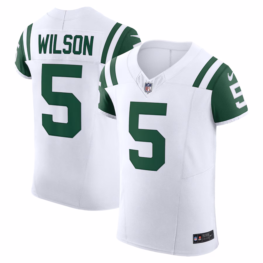 Men's New York Jets Garrett Wilson Nike White Classic Alternate Vapor F.U.S.E. Elite Jersey - ujerseystore