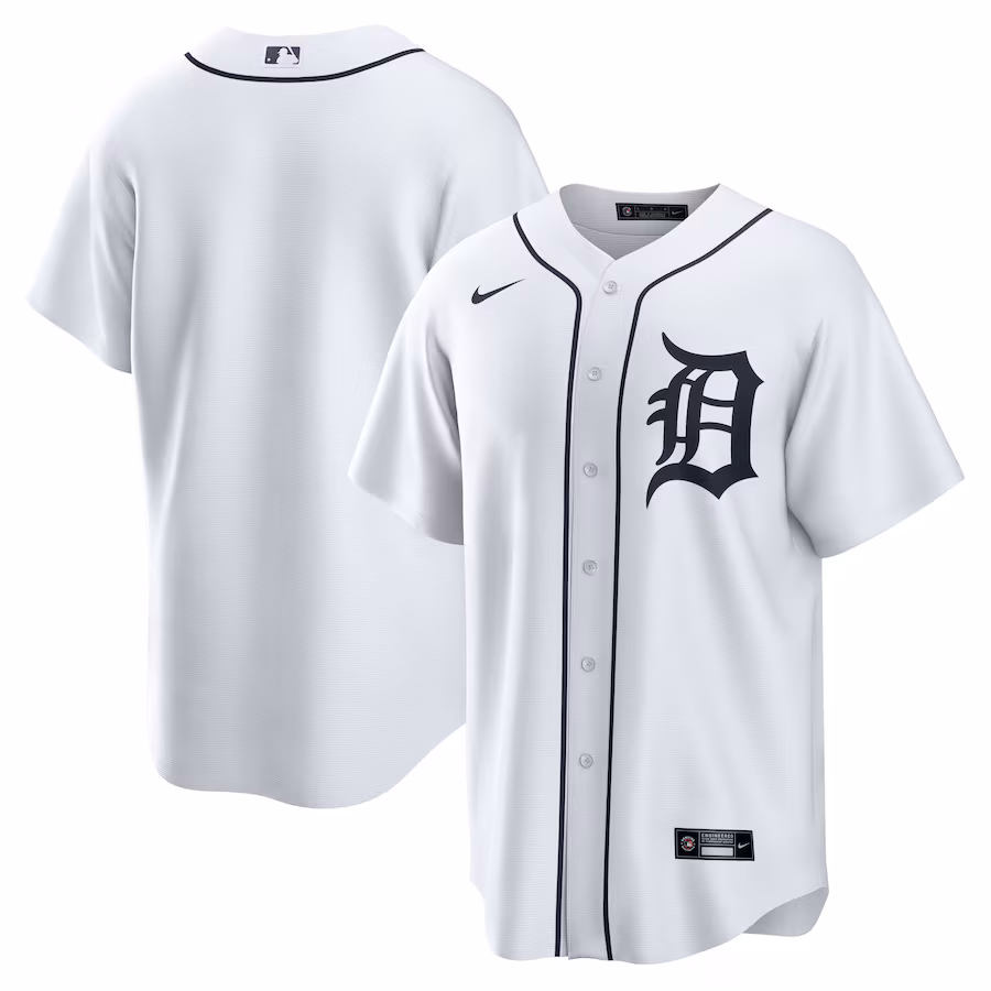 Men's Detroit Tigers Nike White Home Replica Team Jersey - ujerseystore