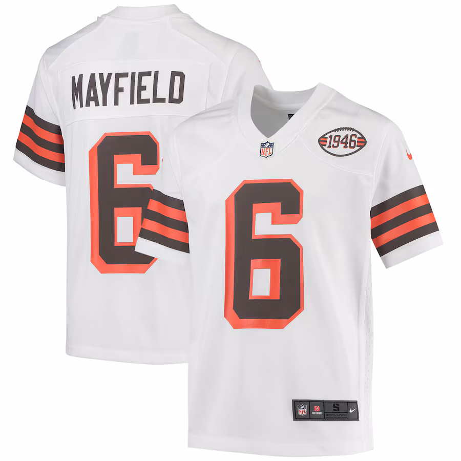 Youth Cleveland Browns Baker Mayfield Nike White 1946 Collection Alternate Game Jersey - ujerseystore