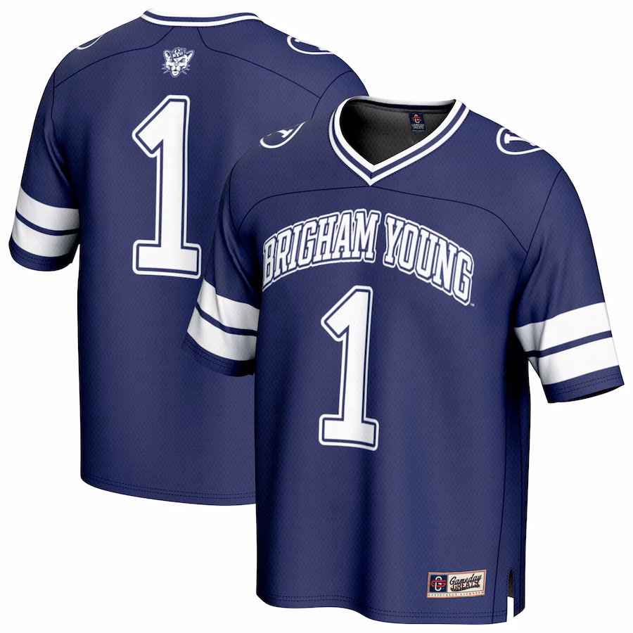 Youth GameDay Greats #1 Navy BYU Cougars Collegiate Football Fashion Jersey - ujerseystore