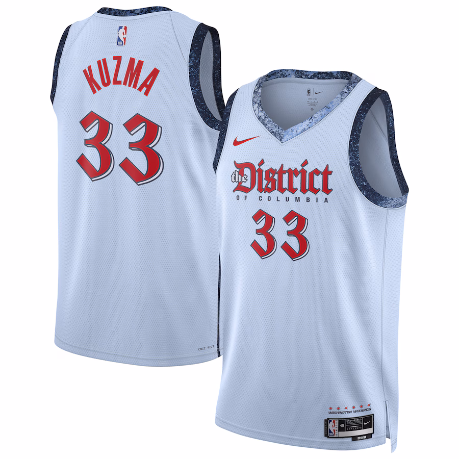 Unisex Washington Wizards Kyle Kuzma Nike Powder Blue 2024/25 Swingman Player Jersey - City Edition - ujerseystore
