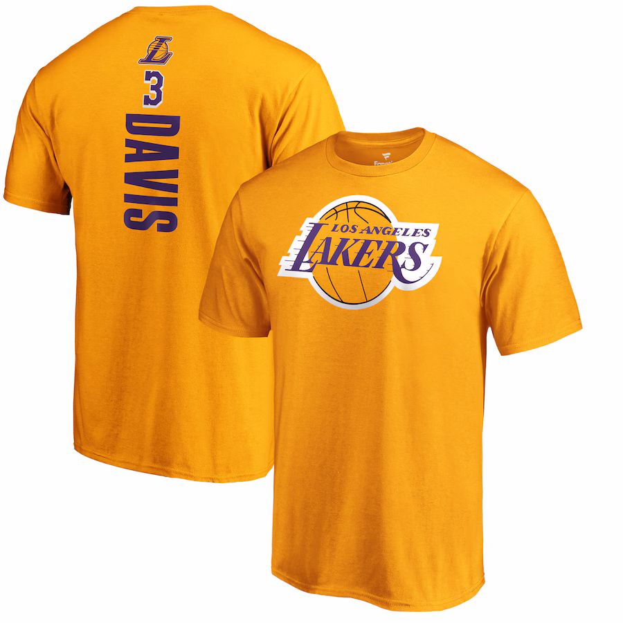Men's Los Angeles Lakers Anthony Davis Fanatics Gold Playmaker Name & Number T-Shirt - ujerseystore