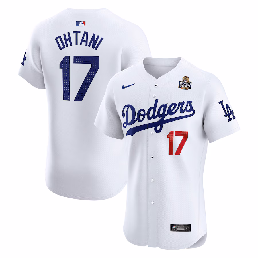 Men's Los Angeles Dodgers Shohei Ohtani Nike White 2024 World Series Home Elite Player Jersey - ujerseystore
