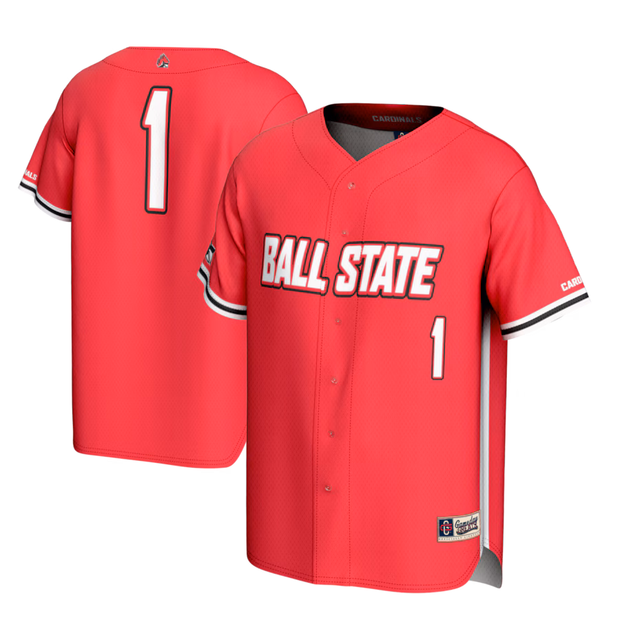 Youth GameDay Greats #1 Cardinal Ball State Cardinals Lightweight Baseball Fashion Jersey - ujerseystore