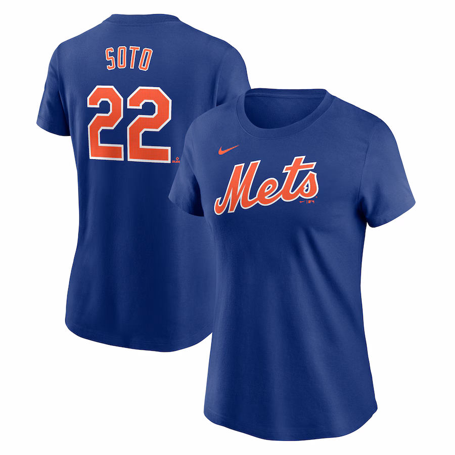 Women's New York Mets Juan Soto Nike Royal Fuse Name & Number T-Shirt - ujerseystore