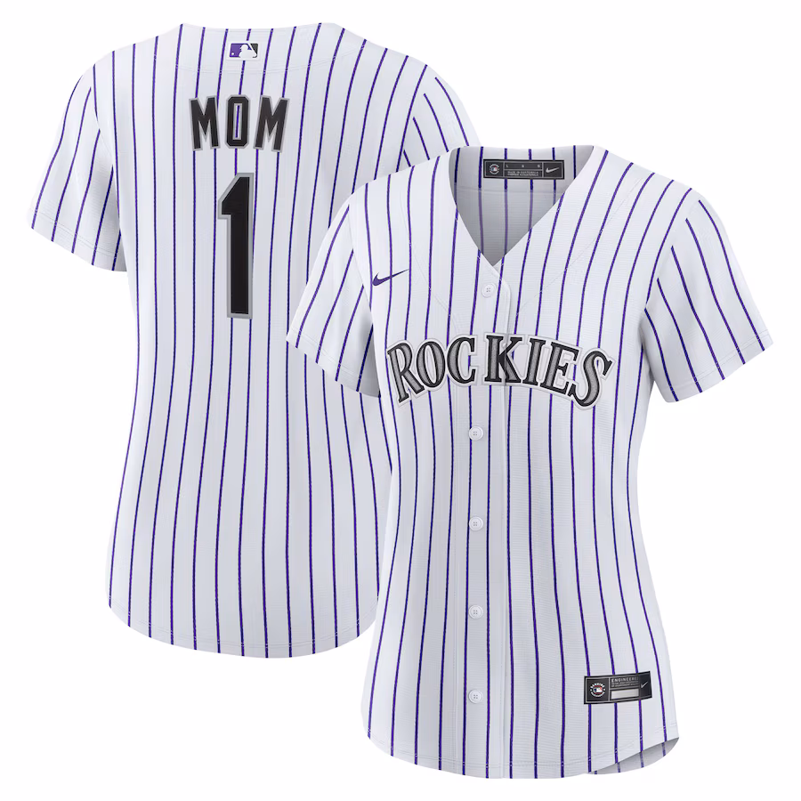 Women's Colorado Rockies Nike White #1 Mom Home Replica Jersey - ujerseystore