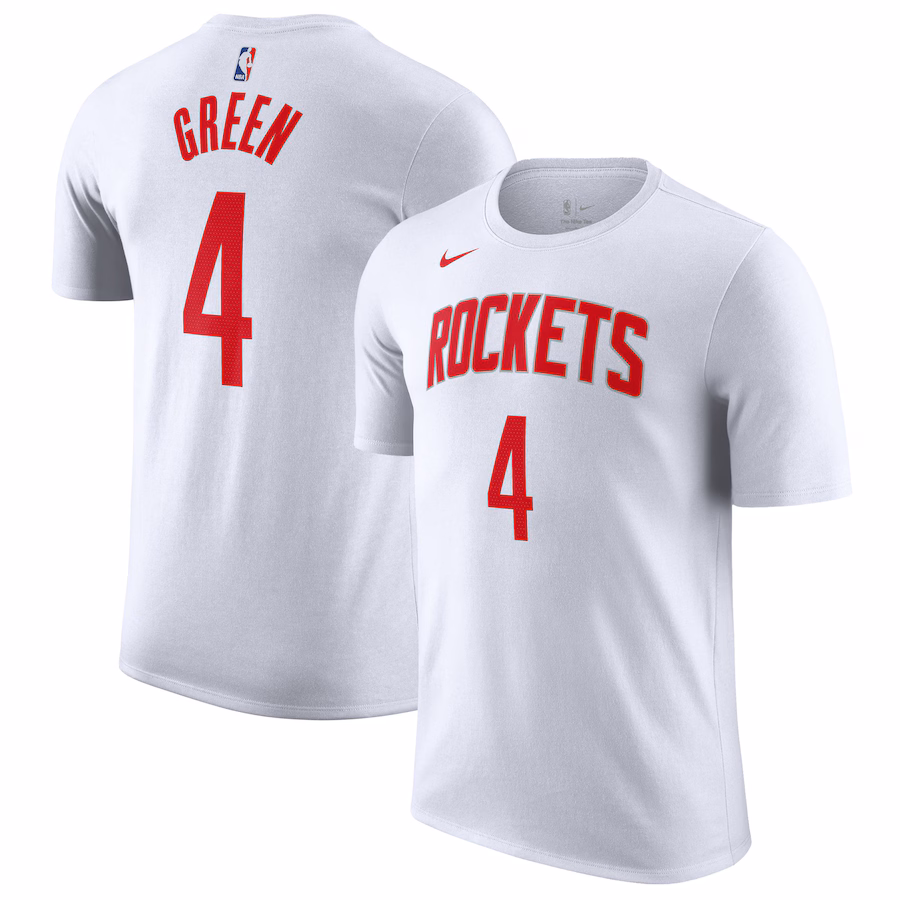 Men's Houston Rockets Jalen Green Nike White 2022/23 Name & Number T-Shirt - ujerseystore